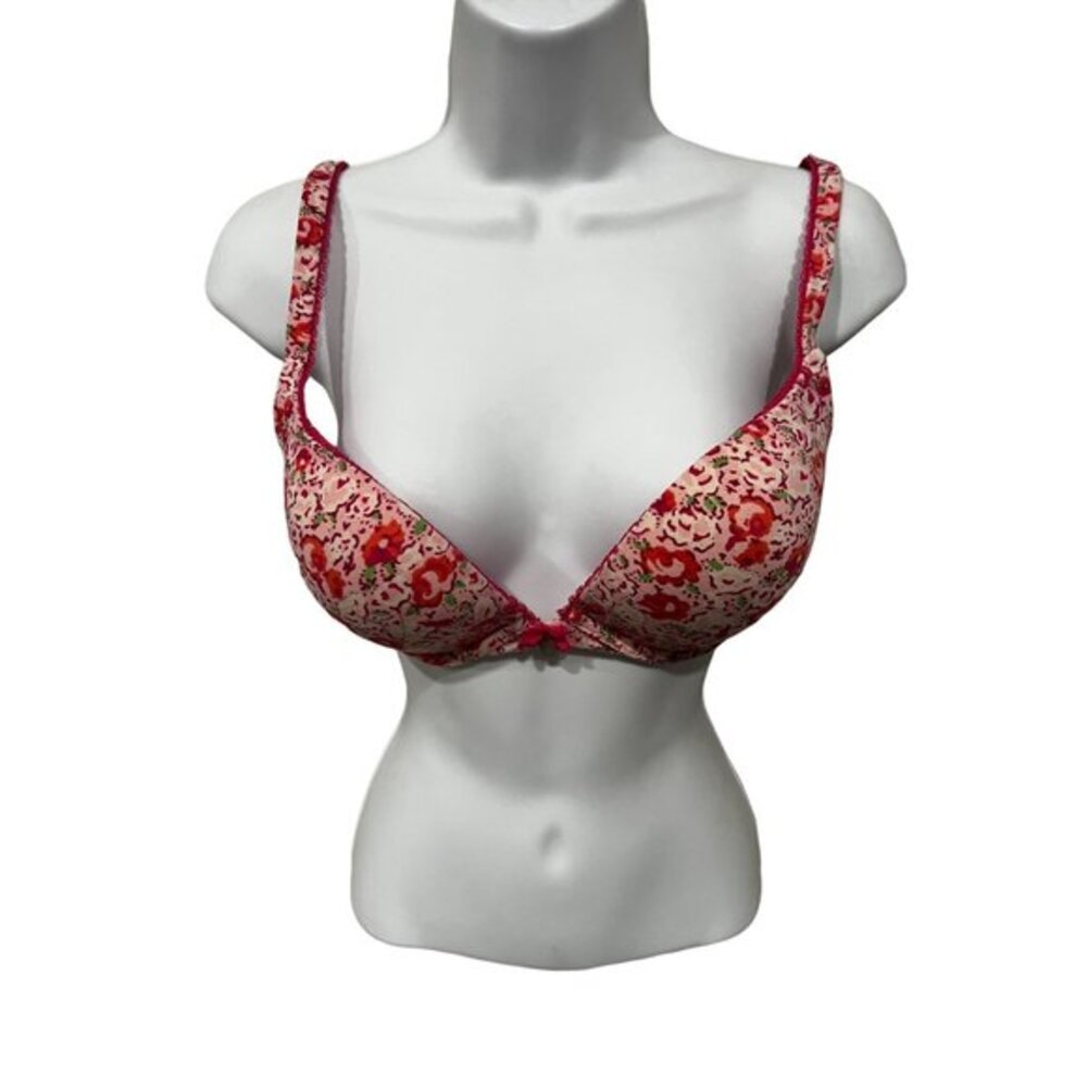 Victoria's Secret Women's Picot Trim Floral Underwire Push-Up Bra Pink Size‎ 34D